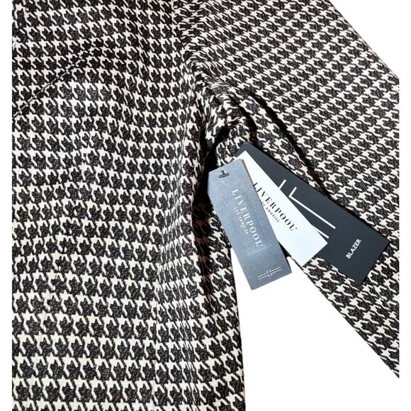 Liverpool Los Angeles Tan Brown Houndstooth Blazer Jacket - Picture 3 of 7